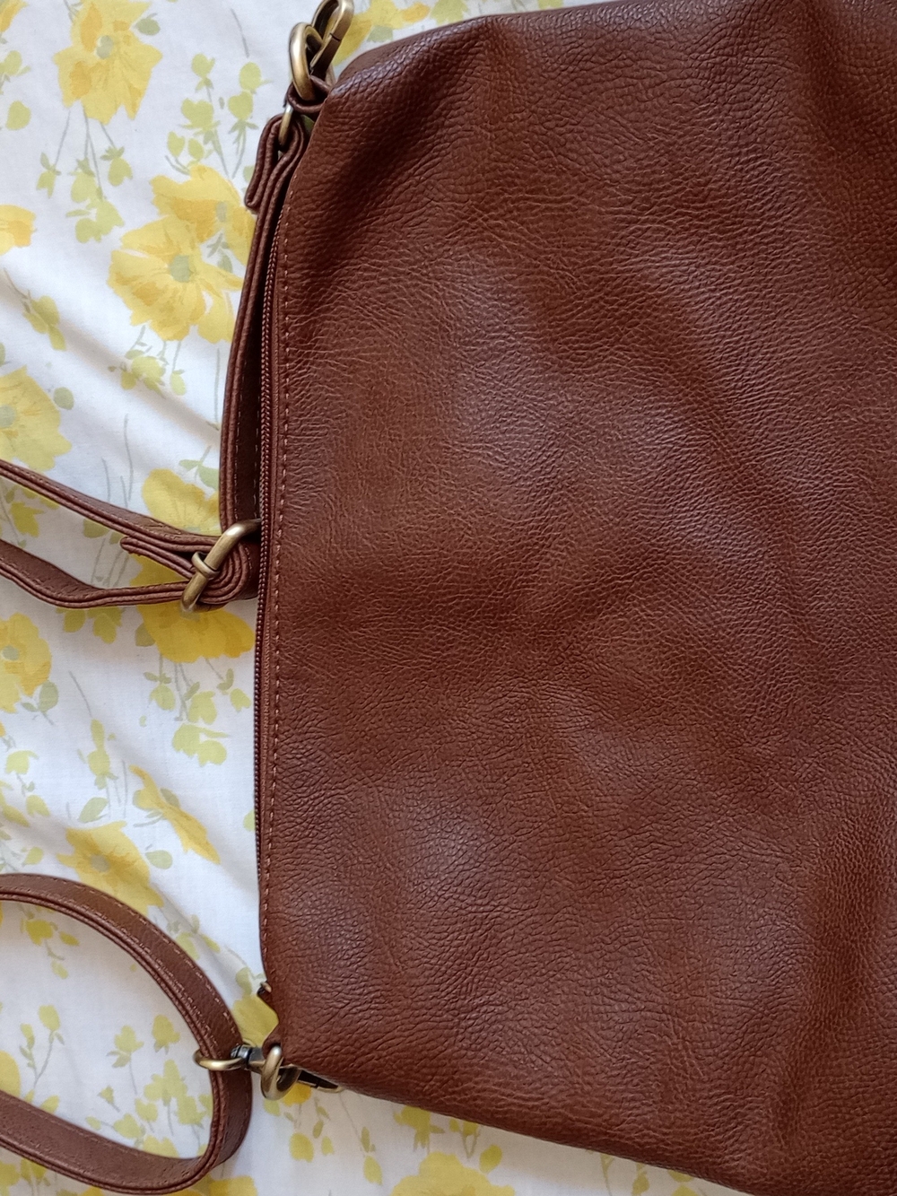 Vegan faux leather brown crossbody bag   by Joy Susan